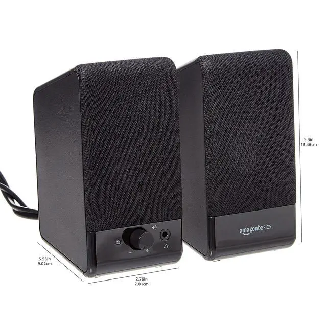 Alt view image 6 of 7 - USB-Powered Computer Speakers with Volume Control for Desktop or Laptop PC, Compact Size, Headphone Jack, Portable, Plug-N-Play, Black