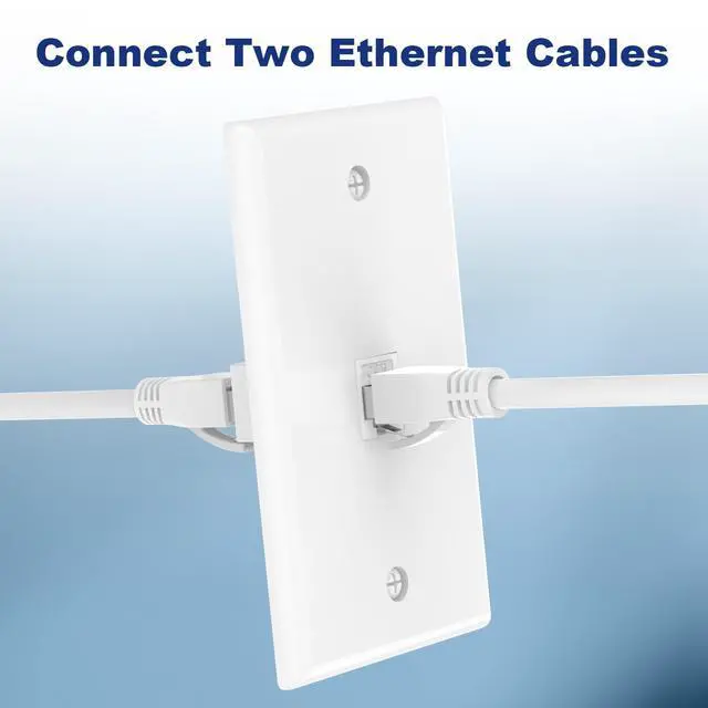 Alt view image 4 of 7 - UL Listed Ethernet Wall Plate, CAT6 Wall Plate and Jack, RJ45 Keystone Inline Coupler with Keystone Ethernet Outlet, White 2-Pack