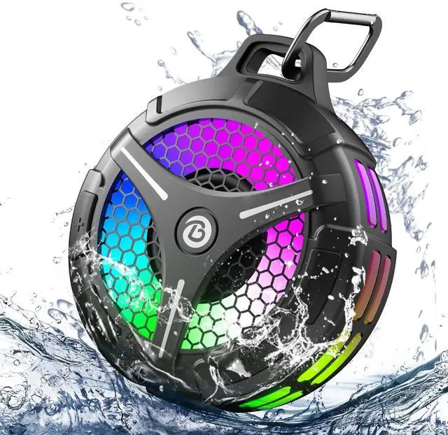 Main image of Waterproof Bluetooth Shower Speaker with Suction Cup, IPX7 Bathroom Speaker, 15W Loud Stereo Sound, Deep Bass, TWS Pairing, RGB Lights, Portable Speaker Gift for Men & Women