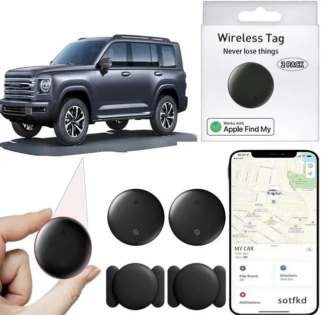 Main image of 2 Pack GPS Tracker for Vehicles,Tracker Device for Vehicles,Tracking Devices for Cars Hidden,Car GPS Tracker (Only iOS) | No Monthly Fee | Magnetic Shell | Waterproof | Works with Apple Find My