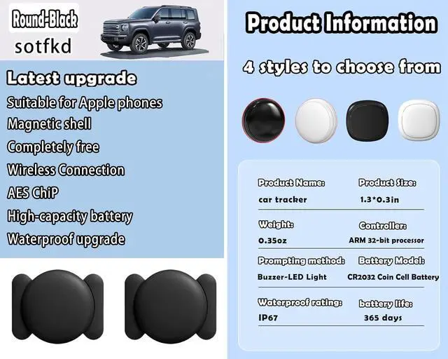 Alt view image 6 of 6 - 2 Pack GPS Tracker for Vehicles,Tracker Device for Vehicles,Tracking Devices for Cars Hidden,Car GPS Tracker (Only iOS) | No Monthly Fee | Magnetic Shell | Waterproof | Works with Apple Find My