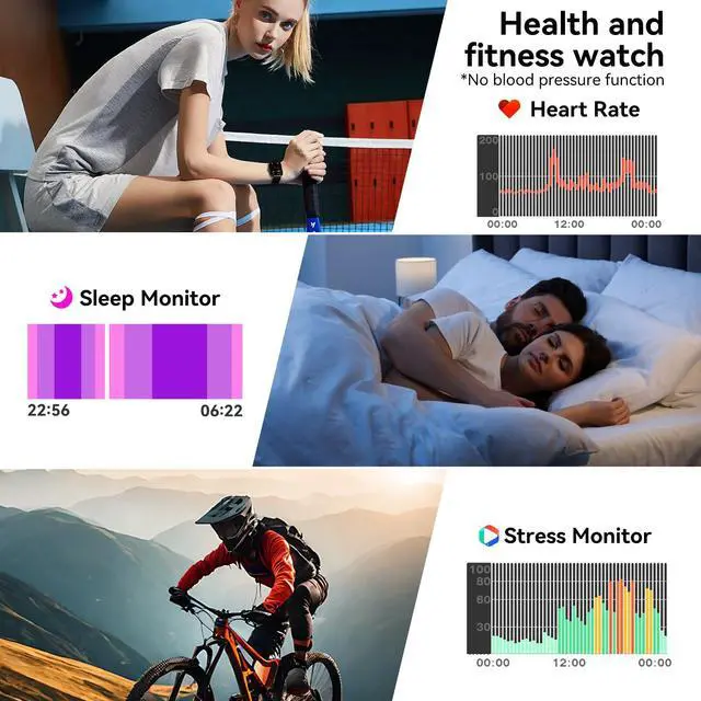Alt view image 5 of 6 - Smart Watch for Men Women, 1.83" HD Fitness Tracker with Heart Rate Monitor, Sleep Tracking, 100+ Sports Modes, IP68 Waterproof Smartwatch for Android iOS