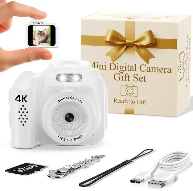 Main image of Mini Keychain Camera 4K Mini Camera with 32GB Card & Elegant Gift Box, Mini Retro Camera for Kids & Adults, Collectible Vintage Camera Gift for Travel Camp Snap, Birthdays & Stocking Stuff