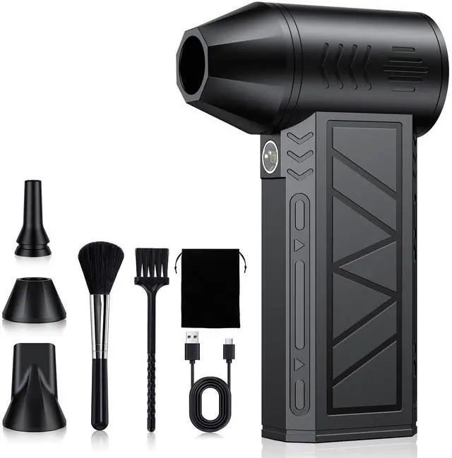Main image of Compressed Air Duster, 130000 RPM High-Speed Electric Air Duster with Brushless Motor, 3 Magnetic Nozzles, 4 Speeds, LED Light & 5000mAh Rechargeable Battery for PC Keyboard Car Cleaning