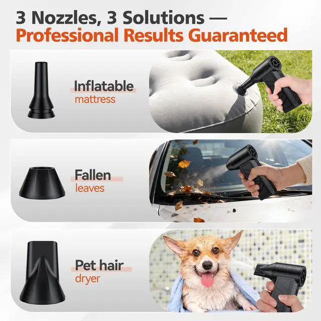 Alt view image 5 of 7 - Compressed Air Duster, 130000 RPM High-Speed Electric Air Duster with Brushless Motor, 3 Magnetic Nozzles, 4 Speeds, LED Light & 5000mAh Rechargeable Battery for PC Keyboard Car Cleaning