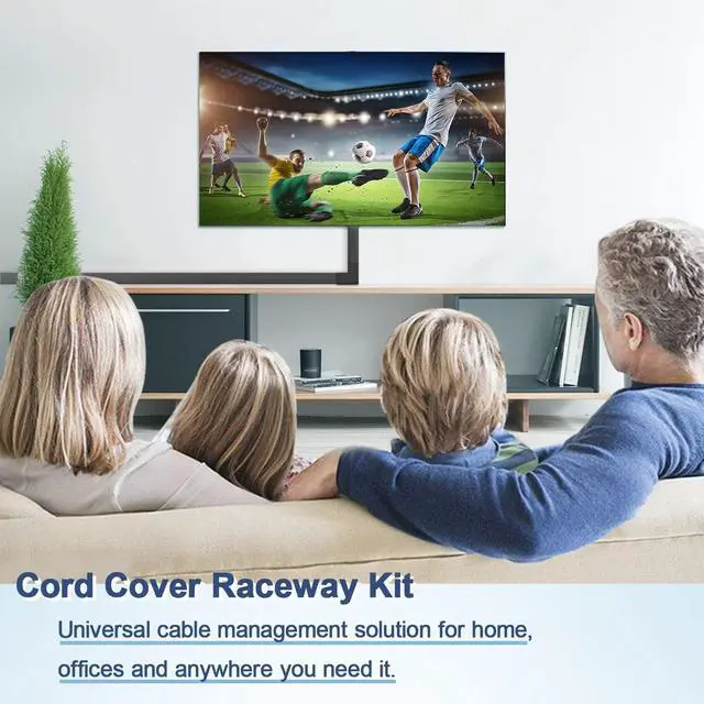 Alt view image 6 of 7 - Cord Cover Raceway Kit - 157" Cable Concealer, Wire Hider for TV Wall Mounting and Wire Management, Black