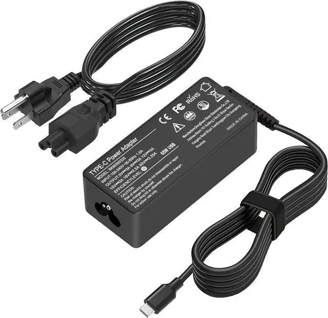 Main image of 65W USB C Laptop Charger Compatible with ThinkPad T14 T15 T480 T490 X390, X1 Carbon, Yoga C930, Chromebook C330 Type C Power Supply