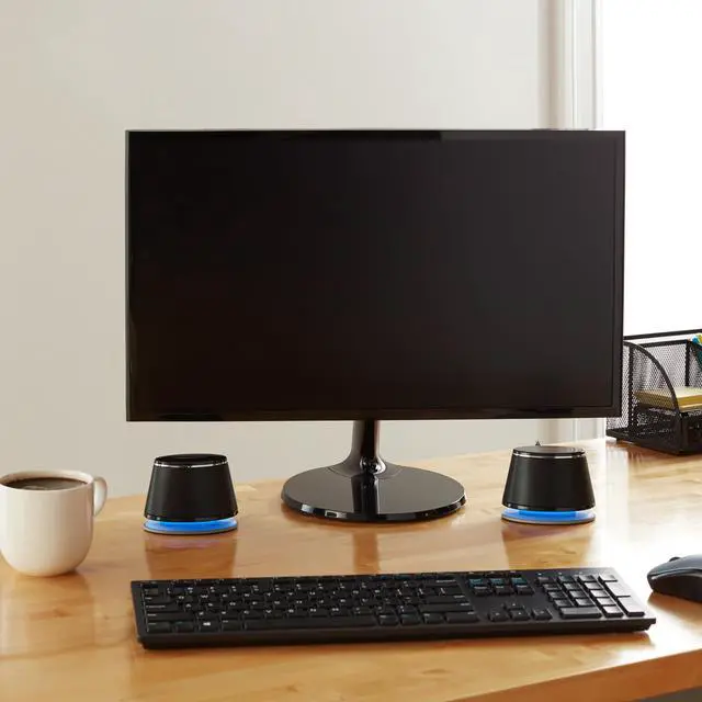 Alt view image 6 of 7 - Stereo 2.0 Speakers for PC or Laptop with Volume Control, 3.5mm Aux Input, USB-Powered, 1 Pair, Black