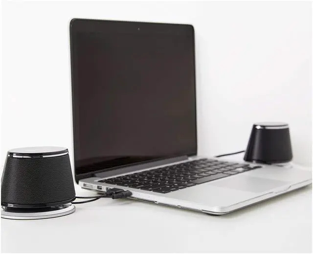 Alt view image 7 of 7 - Stereo 2.0 Speakers for PC or Laptop with Volume Control, 3.5mm Aux Input, USB-Powered, 1 Pair, Black