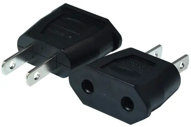 Main image of Socket Plug Adapter Europe EU Euro to US Travel Charger AC Power Converter 2PCS(Black)