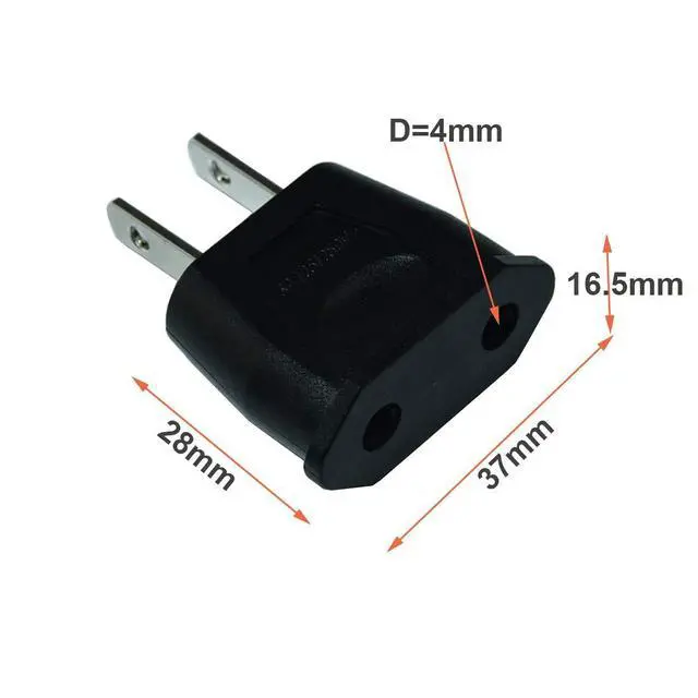 Alt view image 4 of 5 - Socket Plug Adapter Europe EU Euro to US Travel Charger AC Power Converter 2PCS(Black)