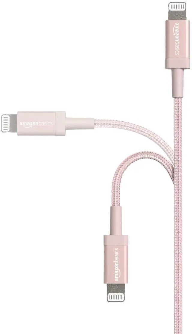Alt view image 2 of 7 - USB-A to Lightning Cable, Apple MFi Certified, Nylon Braided Cord for iPhone 14 13 12 11 X Xs Pro, Pro Max, Plus, iPad, High Speed Transfer, 6 Foot, Rose Gold