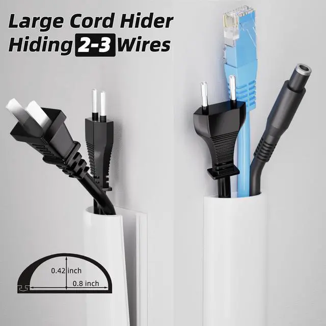 Alt view image 2 of 7 - 78 TV Cord Hider for Wall Mounted TV, Selfadhesive Wall Cable Hider for 2-3 Cords, Flexible Silicone White Cord Covers Wire Hiders for Cords on Wall,Babyproof Cable Concealer Racewasy Management