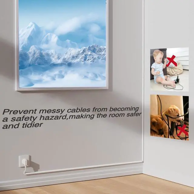 Alt view image 4 of 7 - 78 TV Cord Hider for Wall Mounted TV, Selfadhesive Wall Cable Hider for 2-3 Cords, Flexible Silicone White Cord Covers Wire Hiders for Cords on Wall,Babyproof Cable Concealer Racewasy Management