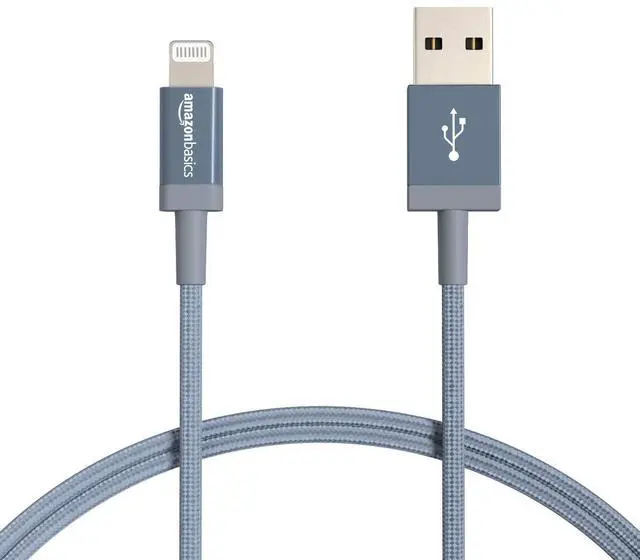 Main image of 2-Pack USB-A to Lightning Cable, Apple MFi Certified, Nylon Braided Cord for iPhone 14 13 12 11 X Xs Pro, Pro Max, Plus, iPad, Data Sync, 3 Foot, Dark Gray