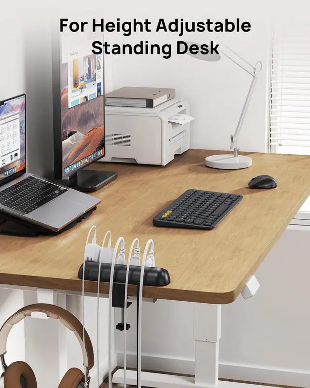 Alt view image 6 of 7 - Desk Clamp Power Strip - Surge Protector Power Strip with 5 AC Outlets, Flat Plug 6ft Extension Cord, 1700J, ETL Listed, Fits 1.97 inch Tabletop Edge, for Home Office Desk Accessories, Black