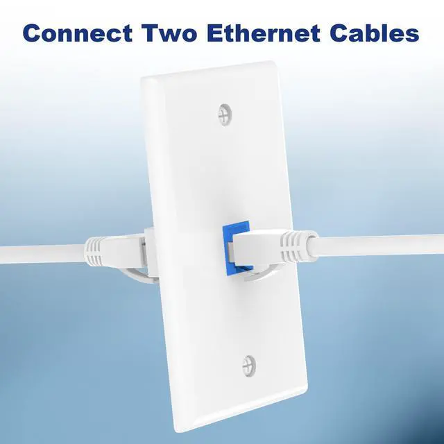 Alt view image 2 of 7 - Ethernet Wall Plate (UL Listed), 1-Port Keystone Jack Wall Plate with RJ45 Keystone Inline Coupler Insert, Female to Female Cat6 Keystone Wall Jack, Blue (2 Pack)