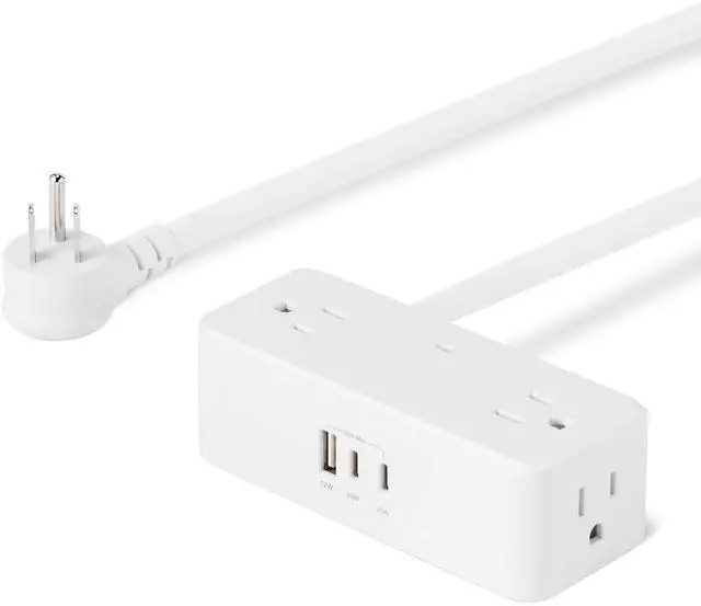 Main image of Power Strip with 4 AC Outlets, 20W USB C Fast Charging, 2 USB C, 1 USB A Port, 5 ft Extension Cord, Home, Office, Travel, TUV Listed