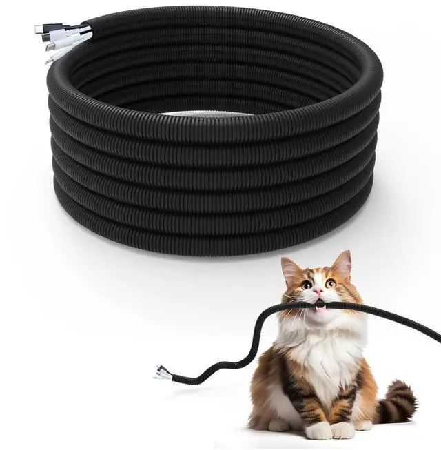 Main image of Cord Protector for Pets, 20ft Cord Cover and Cable Protector Stops Chewing, Durable Wire Cover for Dogs,Rabbits, Cats and Other Pets - Black