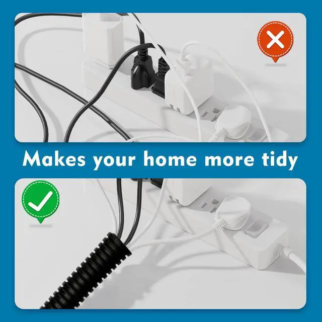 Alt view image 3 of 6 - Cord Protector for Pets, 20ft Cord Cover and Cable Protector Stops Chewing, Durable Wire Cover for Dogs,Rabbits, Cats and Other Pets - Black