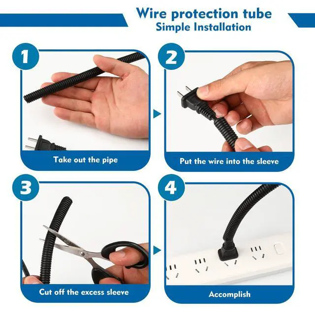 Alt view image 5 of 6 - Cord Protector for Pets, 20ft Cord Cover and Cable Protector Stops Chewing, Durable Wire Cover for Dogs,Rabbits, Cats and Other Pets - Black