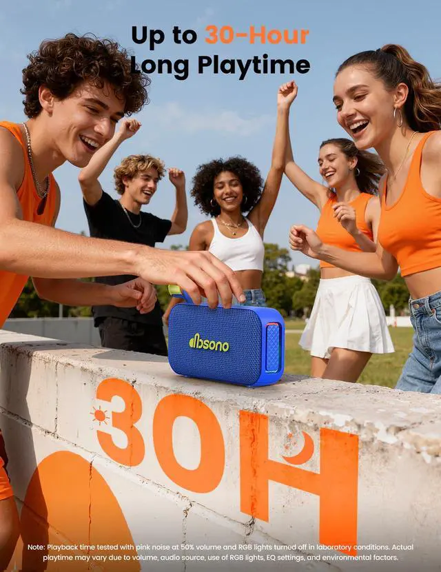 Alt view image 3 of 7 - Bluetooth Speaker Stereo 20W Loud Sound: 30H Playtime, IPX5 Water Resistant, Portable Wireless Speakers, Powerful Bass, Lightshow, Birthday Gifts for Men/Adults/Teens, Beach Vacation Essentials, Blue