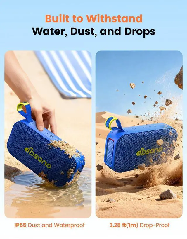 Alt view image 6 of 7 - Bluetooth Speaker Stereo 20W Loud Sound: 30H Playtime, IPX5 Water Resistant, Portable Wireless Speakers, Powerful Bass, Lightshow, Birthday Gifts for Men/Adults/Teens, Beach Vacation Essentials, Blue