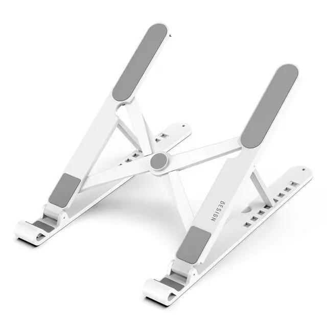 Alt view image 2 of 7 - LS01 Pro Ergonomic Laptop Stand, Plastic Laptop Riser, Portable and Adjustable Notebook Computer Holder Compatible with 10-14" Laptops (White)