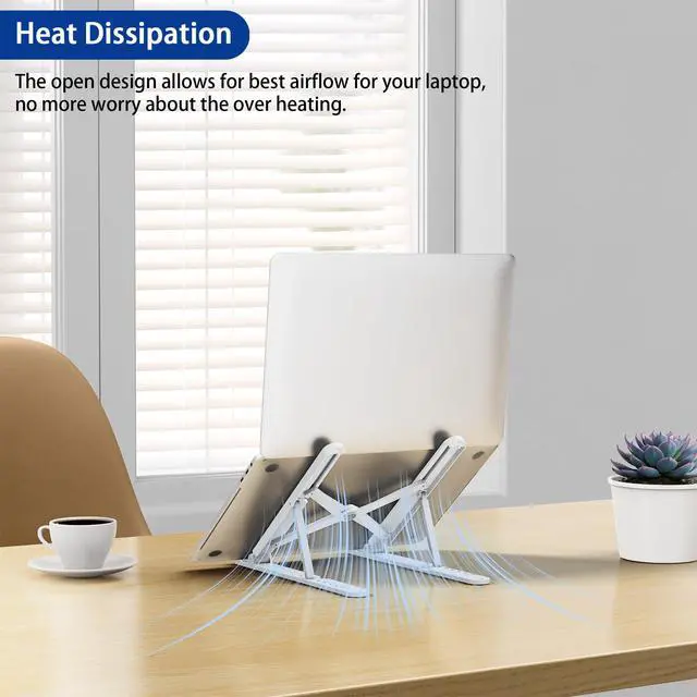 Alt view image 4 of 7 - LS01 Pro Ergonomic Laptop Stand, Plastic Laptop Riser, Portable and Adjustable Notebook Computer Holder Compatible with 10-14" Laptops (White)