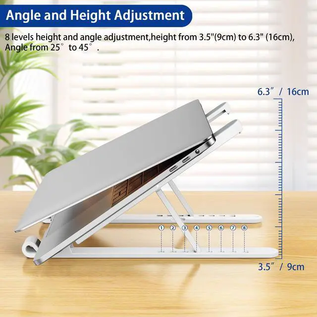 Alt view image 6 of 7 - LS01 Pro Ergonomic Laptop Stand, Plastic Laptop Riser, Portable and Adjustable Notebook Computer Holder Compatible with 10-14" Laptops (White)