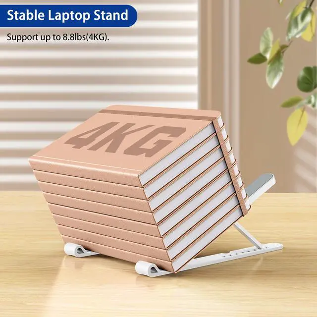 Alt view image 7 of 7 - LS01 Pro Ergonomic Laptop Stand, Plastic Laptop Riser, Portable and Adjustable Notebook Computer Holder Compatible with 10-14" Laptops (White)