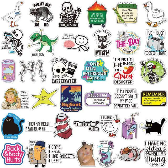 Main image of 400 Pcs Funny Stickers for Adults Waterproof Vinyl Sarcastic Stickers Meme Decals for Water Bottles, Laptop, Phone, Hard Hats, Journal, Scrapbook