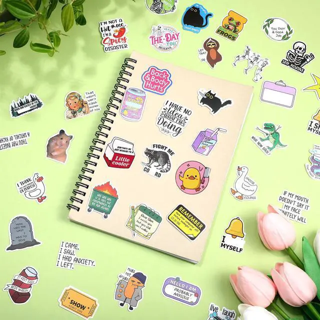 Alt view image 4 of 6 - 400 Pcs Funny Stickers for Adults Waterproof Vinyl Sarcastic Stickers Meme Decals for Water Bottles, Laptop, Phone, Hard Hats, Journal, Scrapbook