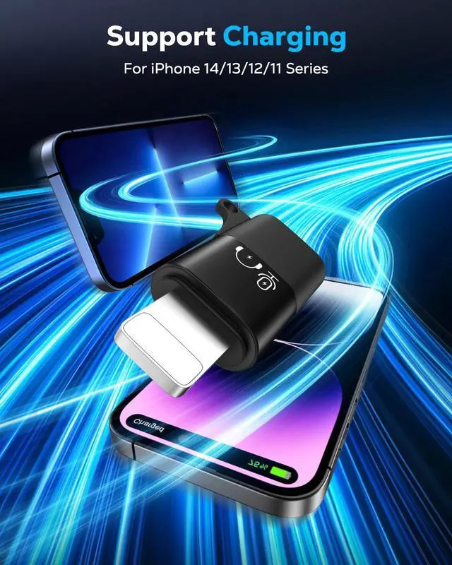 Alt view image 5 of 7 - for DJI Mic Mini USB C to Lighting Phone Adapter - Lightning to USB-C Audio Adapter for iPhone 14/13/12/11/Apple EarPods/Wireless Mic Receiver/Phone, Support Charging -2 Pack, Black