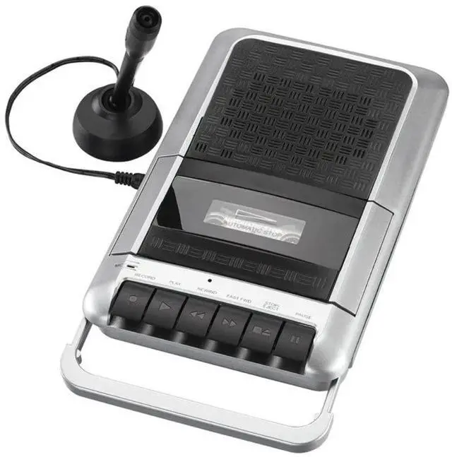 Main image of Cassette Player & Recorder with Microphone, Headphone Jack, Aux in, Black