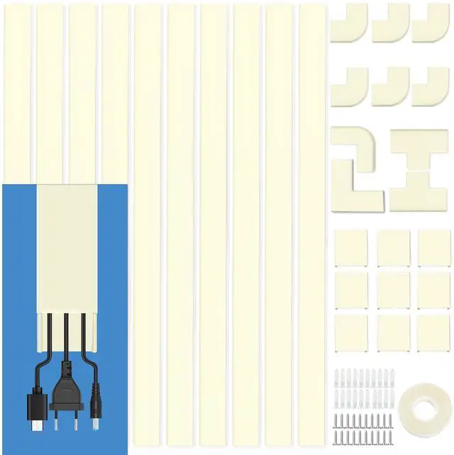 Main image of Cord Cover Wall Raceway Kit - 157" Cable Concealer, Wire Hiders for TV Wall Mounting and Wire Management, Beige