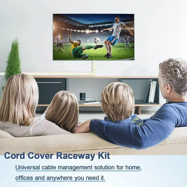 Alt view image 5 of 6 - Cord Cover Wall Raceway Kit - 157" Cable Concealer, Wire Hiders for TV Wall Mounting and Wire Management, Beige