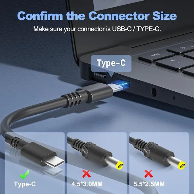 Alt view image 3 of 7 - Fast Charger for 65W USB-C Chromebook Compatible with for ASUS Lenovo Acer HP Dell, Compatible with SM65CL/SM45CL/SK90A200225/SK90200325 & More USB-C Laptops