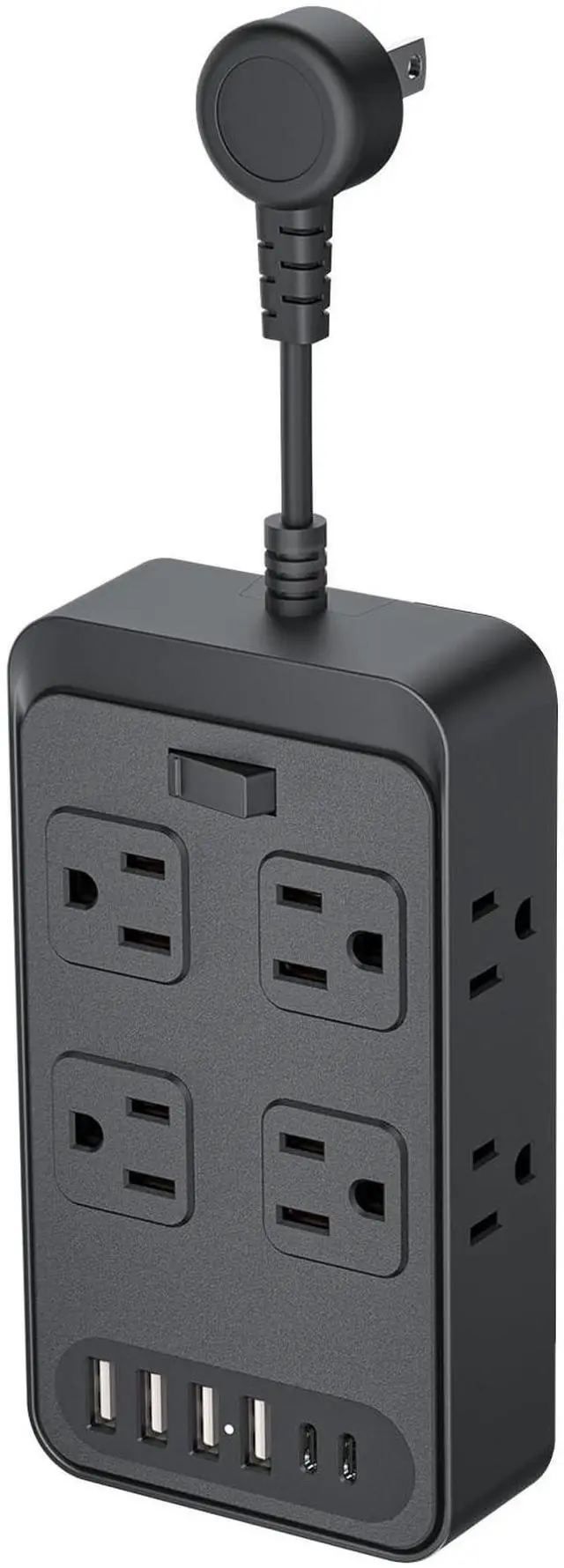 Main image of Short Extension Cord 0.3ft Power Strip-8 AC & 6 USB Ports(2 USB C), Multi Plug Outlet Extender, Non-Surge Protection for Cruise Travel Home Office Dorm Hotel