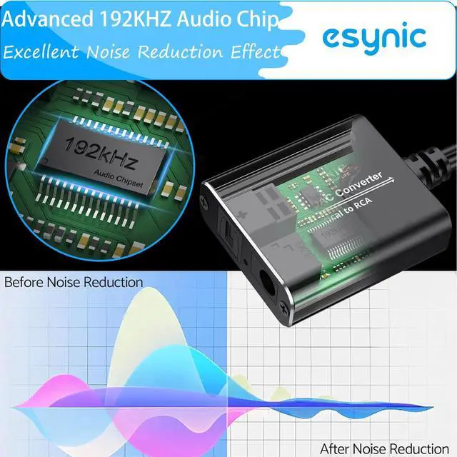 Alt view image 4 of 7 - Portable Optical to RCA Adapter-7 FT Long-Built-in DAC Chip-Easy to Setup-192KHZ Digital to Analog Converter-Aluminum Shell-from HDTV/Blu-ray/DVD/Gaming Consoles to L/R Stereo Audio System