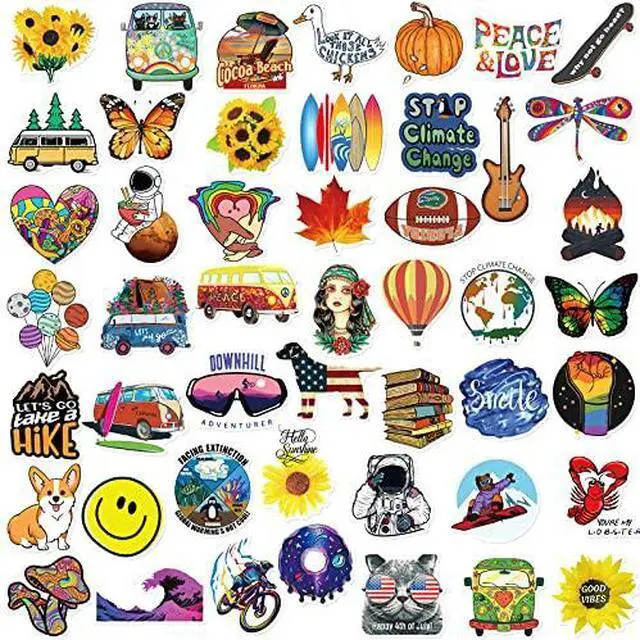 Alt view image 4 of 6 - 100 PCS Water Bottle Stickers for Kids Teens Girls Adults, Aesthetic Cute Vinyl Waterproof Vsco Cool Stickers, Laptop Scrapbook Skateboard Computer Car Sticker Packs