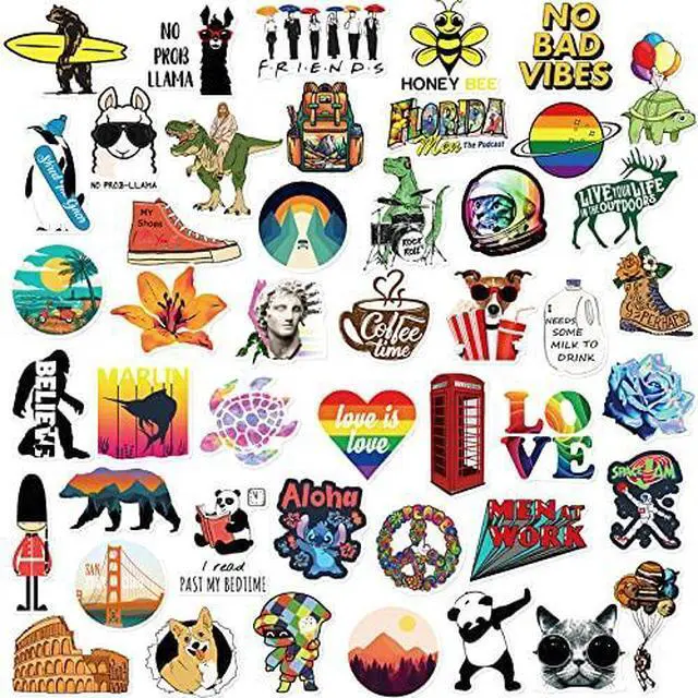 Alt view image 5 of 6 - 100 PCS Water Bottle Stickers for Kids Teens Girls Adults, Aesthetic Cute Vinyl Waterproof Vsco Cool Stickers, Laptop Scrapbook Skateboard Computer Car Sticker Packs