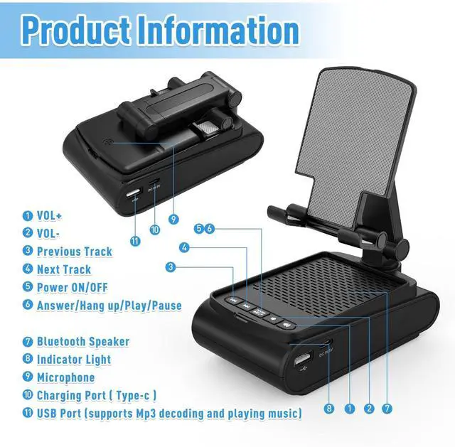 Alt view image 3 of 7 - Fathers Day Dad Gifts for Men,Cell Phone Stand with Wireless Bluetooth Speaker, Father's Day Mens Gifts from Daughter/Wife, Birthday Gifts for Him Husband Boyfriend, Cool Gadgets for Men
