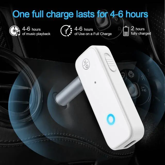 Alt view image 5 of 7 - Bluetooth Aux Adapter for Car, 2 in 1 Bluetooth Transmitter Receiver for Hands-Free Call, Noise Cancelling 3.5mm AUX Wireless 5.3 Receiver for Car Home Audio System Headphones White