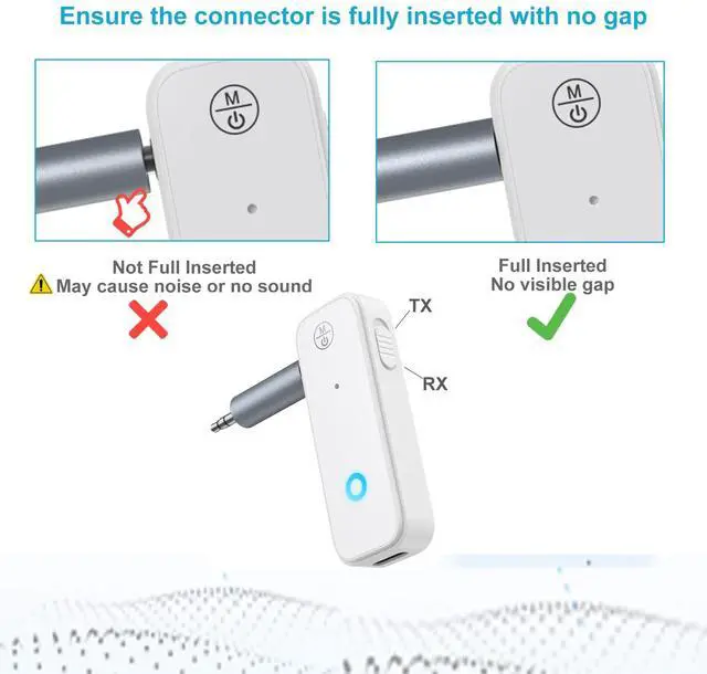 Alt view image 7 of 7 - Bluetooth Aux Adapter for Car, 2 in 1 Bluetooth Transmitter Receiver for Hands-Free Call, Noise Cancelling 3.5mm AUX Wireless 5.3 Receiver for Car Home Audio System Headphones White