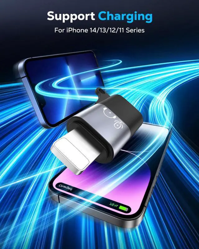 Alt view image 5 of 7 - for DJI Mic Mini USB C to Lighting Phone Adapter - Lightning to USB-C Audio Adapter for iPhone 14/13/12/11/Apple EarPods/Wireless Mic Receiver/Phone, Support Charging -2 Pack
