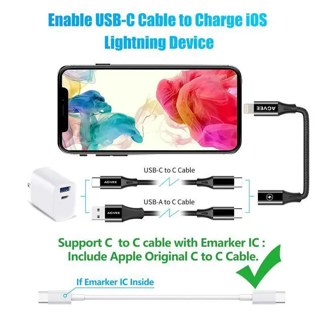 Alt view image 5 of 7 - 2 Pack 4 inch USB-C Female to Lightning Male Adapter, 30W Fast Charging Charger Converter for iPhone 14 13 12 11 Airpods iOS Device Carplay, Not for Audio, Black