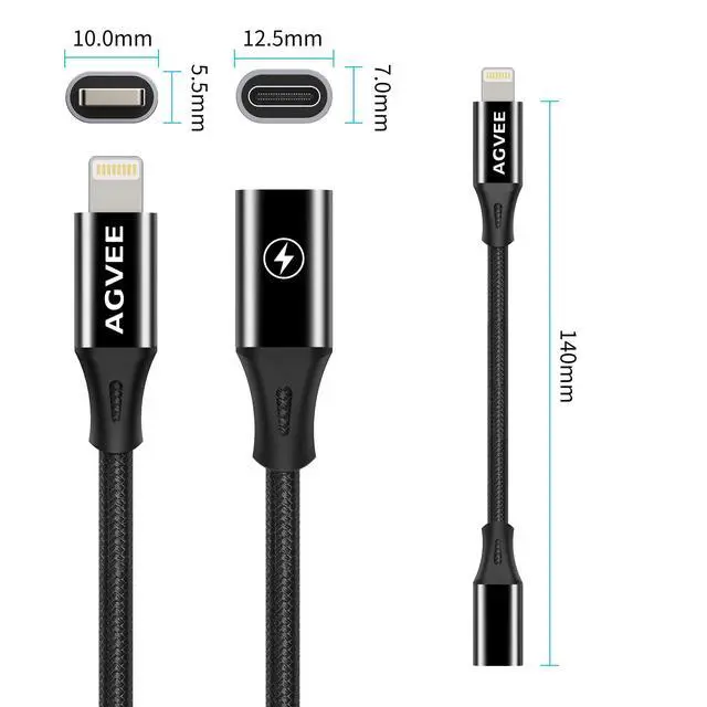 Alt view image 7 of 7 - 2 Pack 4 inch USB-C Female to Lightning Male Adapter, 30W Fast Charging Charger Converter for iPhone 14 13 12 11 Airpods iOS Device Carplay, Not for Audio, Black