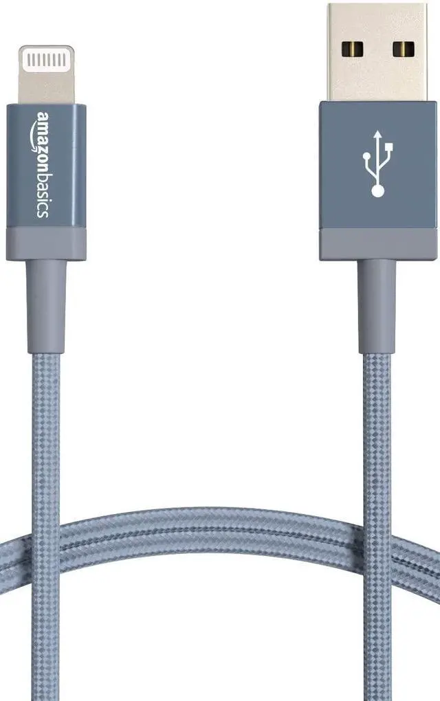 Main image of USB-A to Lightning Cable, Apple MFi Certified, Nylon Braided Cord, Fast Charging, Durable, Sturdy, 3 Foot, Dark Gray
