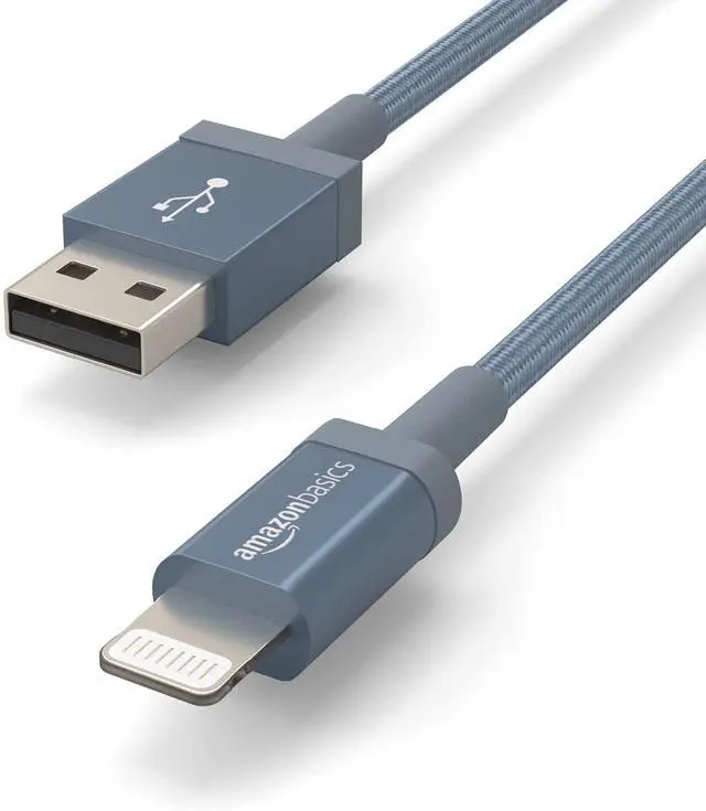 Alt view image 3 of 7 - USB-A to Lightning Cable, Apple MFi Certified, Nylon Braided Cord, Fast Charging, Durable, Sturdy, 3 Foot, Dark Gray